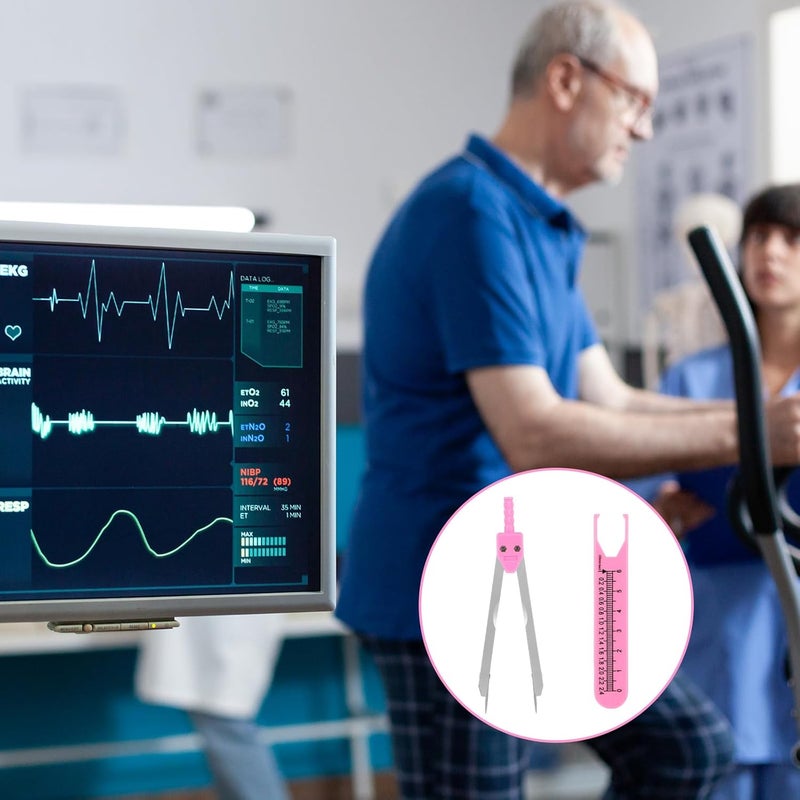 Jeffdad EKG Calipers ECG Calipers Measuring Tool Nursing or Doctor Caliper Divider for Measuring Drafting Electrocardiographs wif Ruler(Pink) - Image 4